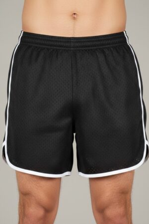 Champion Style Mesh Shorts – Black With White Trim