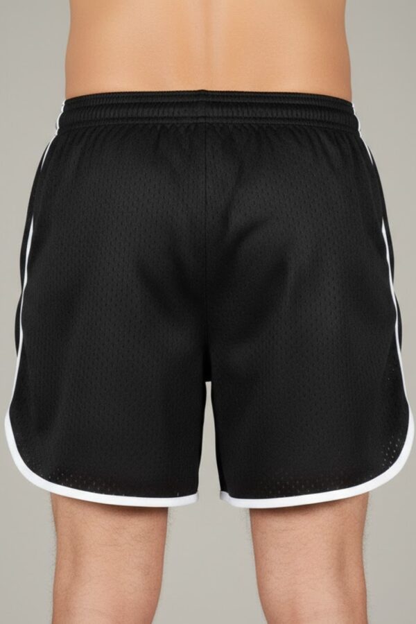 Champion Style Mesh Shorts – Black With White Trim Back