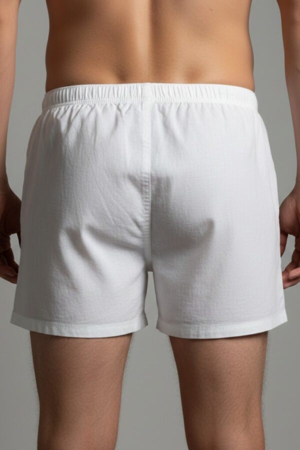 Cotton Boxer Shorts – Classic White With Texture Back