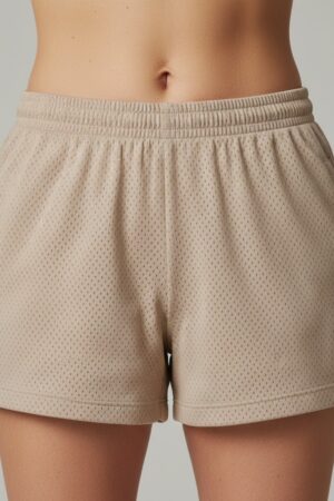 Streetwear Mesh Shorts – Neutral Sand Tone