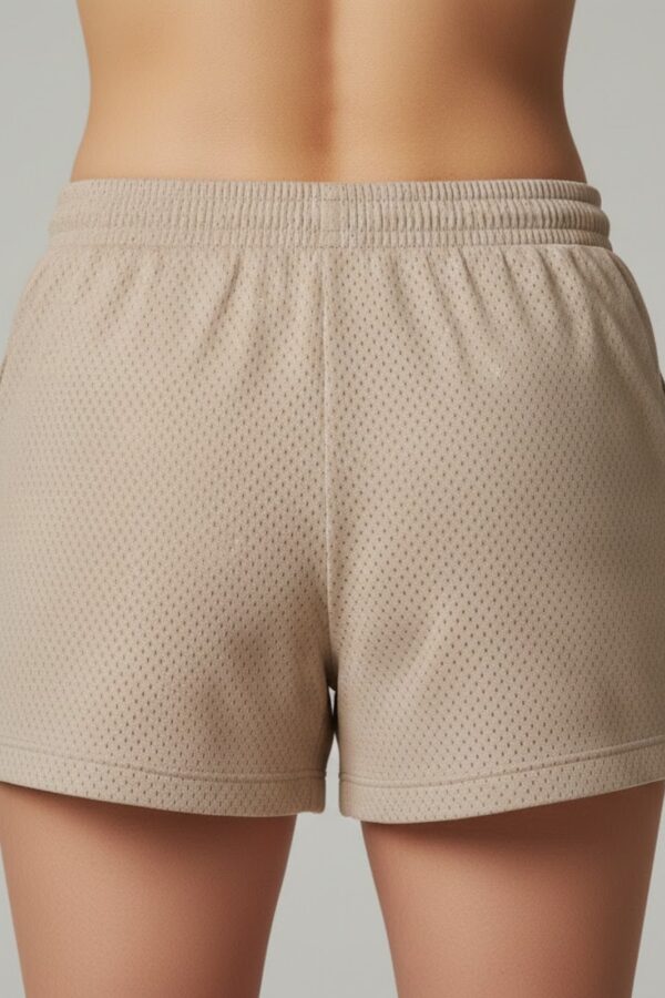 Streetwear Mesh Shorts – Neutral Sand Tone Back