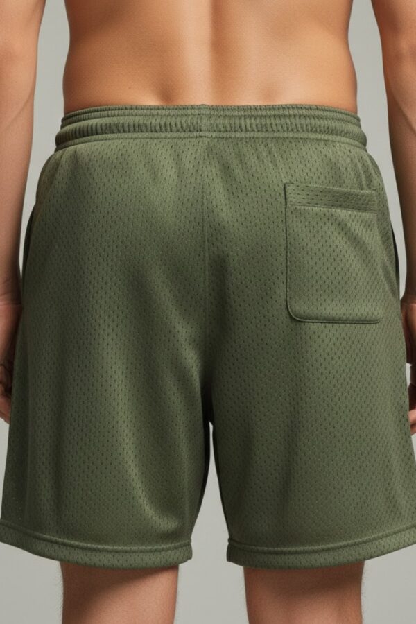 Stussy Style Mesh Shorts – Olive Green Back